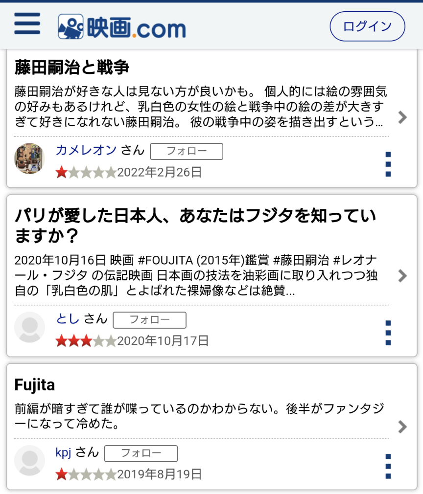 『Foujita』の評価